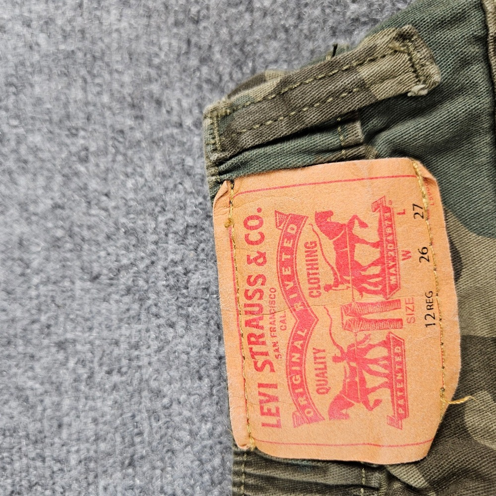 Levis Boys Camo Jogger Pants Green Brown Size 12 Reg Elastic Waist Drawstring - Picture 9 of 10